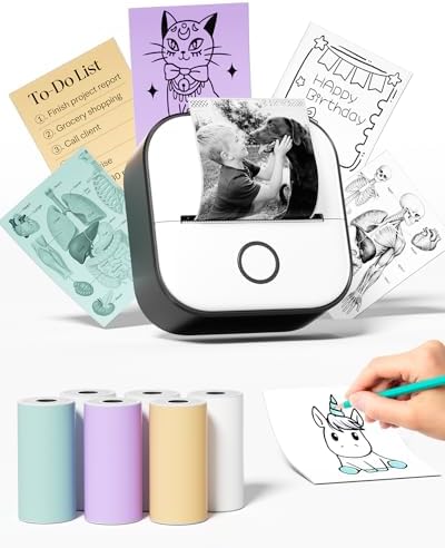 Minidrucker für Smartphone - Mini Drucker Handy T02 Tragbarer Drucker | Bluetooth Aufkleberdrucker Tintenloser Taschendrucker für Studiengrafiken, Anatomische Diagramme, Fotos, Ges