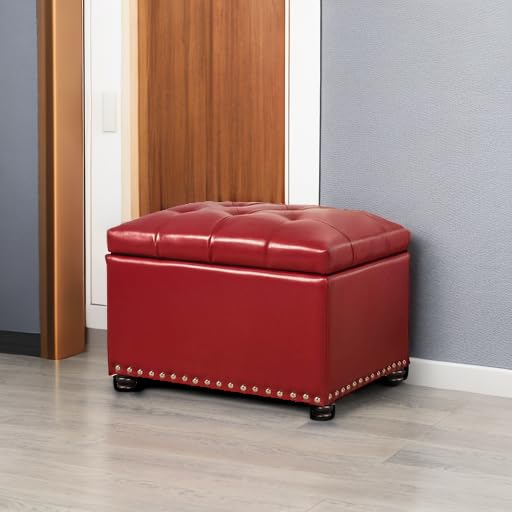 Jovecoleatherstorageottoman24rectanglesquarebenchfootreststoolforbedroomlivingroomred  Urban Country Home Decor Joveco leather storage ottoman 24 rectangle square bench foot rest stool for bedroom living room red  urban country home decor