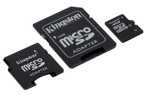 Карта памяти micro sd 4gb kingston class 4, 2 адаптера (sdc4/4gb-2adp) (740617121643)