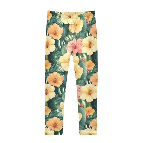 Girls Leggings Flower Cactus Tropical Soft Toddler Leggings for Girls Kids Pants Size 4T-10T