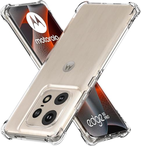 Image of REALCASE Silicone Moto Edge 50 Pro 5G Back Cover Case, Scratch Resistant Protective Crystal Clear Transparent Shock Proof Bumper Back Cover Case for Moto Edge 50 Pro 5G