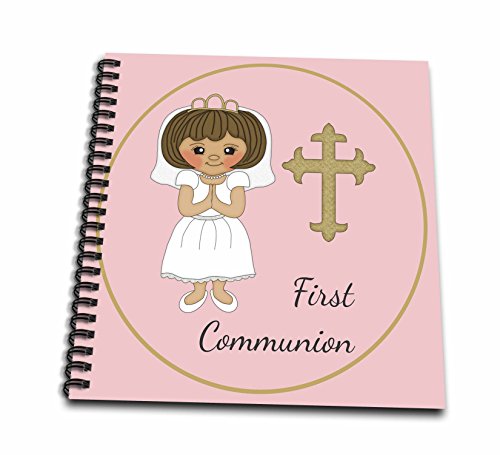 Première communion fille livre de mémoire à croix et voile rose 3drose