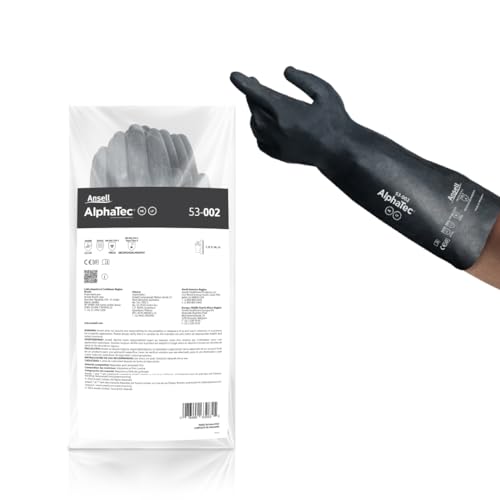 Ansell AlphaTec 53-002 Anti-Static Neoprene Chemical Resistant Protection Work Gloves for Automotive, Utilities, Recycling Industries, 2XL Black (1 Pair)