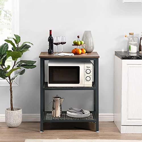 Vecelo Tall End Side Tables,30" Height Nightstand With 3-Tier Storage Shelf For Bedroom Living Room, Easy Assembly,Industrial Style, 1-Pack, Retro Brown #TOP5