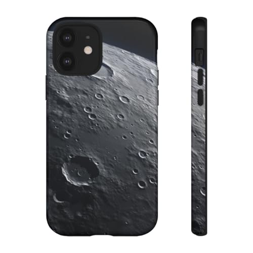 Coque iPhone 12 lune grise design urbain rigide brillant pour le quotidien