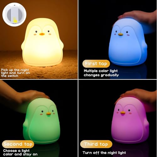 Image of Desidiya Penguin Rechargeable Silicone Night Lamp - Arctic LED Penguin Lamp, Kids Night Light, Nursery Decor, Birthday Gift, Silicone LED Light