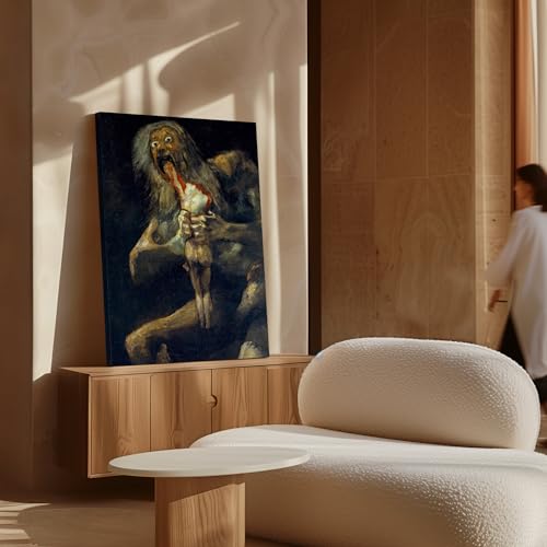 Image of Poster Master Goya Canvas - Retro Saturn Devouring His Son Painting Print - Mythology Art - Gift for Men, Women - Gothic Wall Decor for Living Room, Bedroom, Office - Available in 8x10 to 30x40