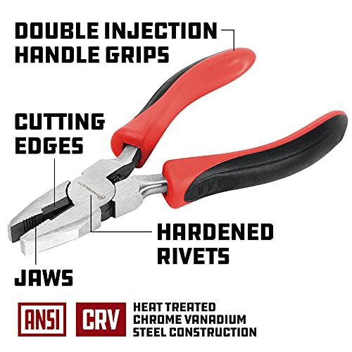 Powerbuilt 640413 4-1/2" Mini Linesman Pliers, Red #TOP2