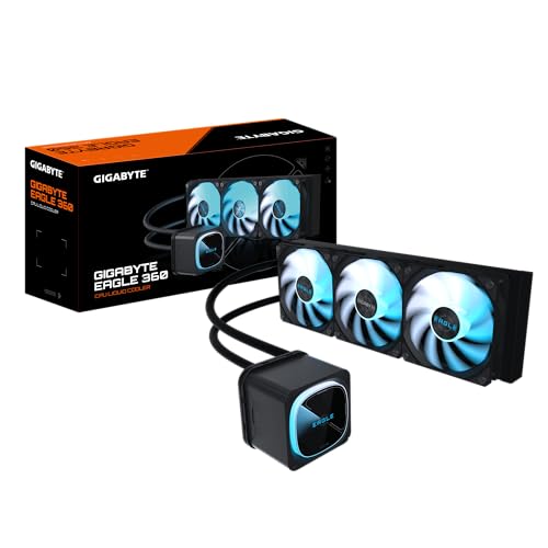 Image of GIGABYTE Eagle 360 - AIO Liquid CPU Cooler - 360mm Radiator, 3X 120mm High-Volume PWM Fans, Compatible with Intel LGA 1851 /1700 /115X /1200, AMD AM5 /AM4 - Black (GP-GIGABYTE Eagle 360)