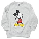 [CLARAH] ミッキーマウス 裏起毛 キッズ トレーナー 長袖 子ども 秋冬 ポス r-d-kt-m45-02 フロントプリント ライトグレー 140cm