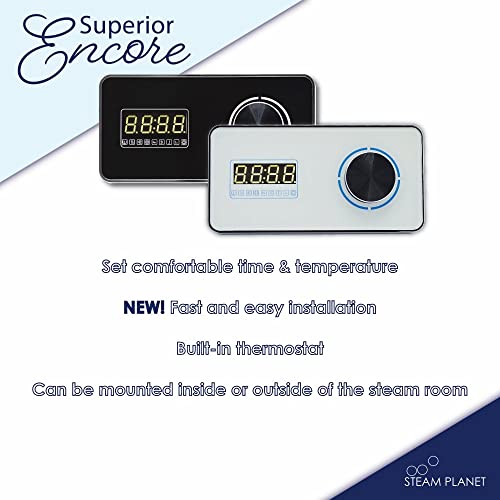 6Kw Superior Encore Steam Generator By Steam Planet | Complete Self-Draining Steam Shower Kit | Horizontal Digital Keypad In White | Aromatherapy Steam Head #TOP3