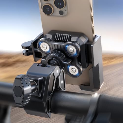 JOYROOM 2025 Soporte Móvil Moto Antivibración 4 Puntos Soporte Movil Bicicleta, Soporte Móvil Patinete Eléctrico con Rotación 360°, Soporte Teléfono Moto Universal para iPhone 16 & Samsung 4.7'-7'