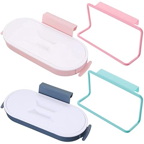 Hängender Müllsackhalter,Xiuyer 4pcs Müllsackhalter mit Deckel,Kunststoff Küchen Mülleimer,Küchen LagerregalAufhängbarer Kücheregal für Büro Badezimmer Schrank Camping Reise Schlafzimmer Wohnzimmer Cover