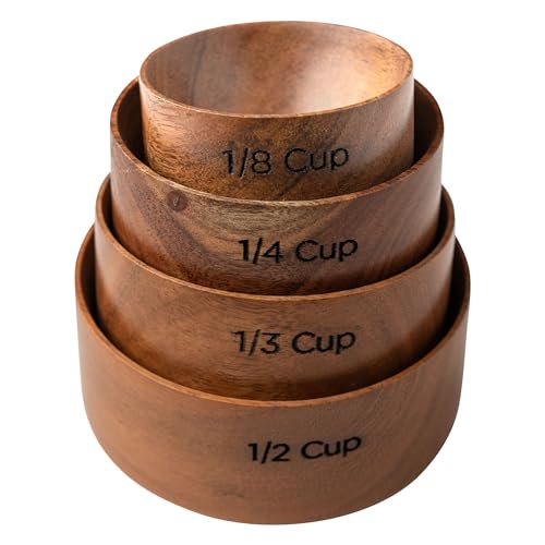Karma, Set de 4 Vasos Medidores de Madera de Acacia miniatura 2