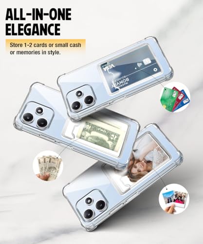 Image of WOW IMAGINE Transparent Back Cover Case for Mi Redmi 12 4G | Flexible Built-in Slim Card Pockets Wallet | 360 Camera Protection TPU | Soft Silicone Mobile Cover - Transparent