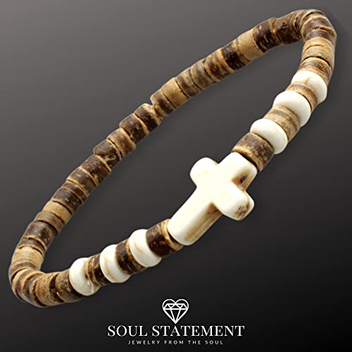 Wood Beaded Cross Bracelet for Men: Confirmation Gifts for Teens First Communion Religious Cross Statement4