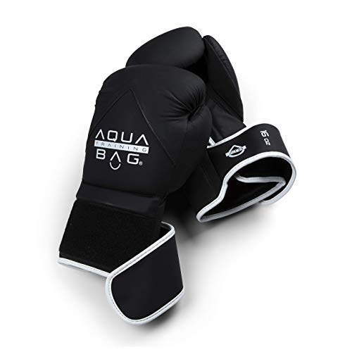 Aqua Training Bag 16 oz. Black Flow Boxing Glove with Synthetic Leather Material, Pre-Curved Natural Fit, Moisture-Wicking Lining, Mesh Palms - 2020329715