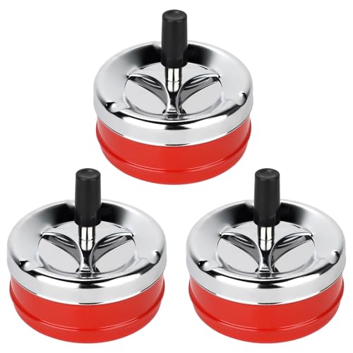 ZDNT 3 Stück Aschenbecher Drehaschenbecher Moderner Drehaschenbecher Metall Drehaschenbecher Windaschenbecher mit Deckel Rauchloser Aschehalter Aschenbecher für Innen- und Außenbereich (Rot)
