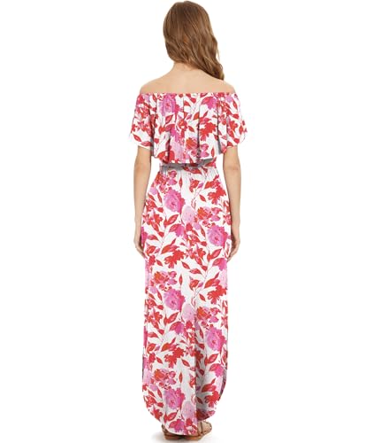 Image of LILBETTER Womens Off The Shoulder Ruffle Party Dresses Side Split Beach Maxi Dress