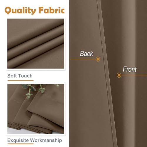 Image of Aiyufeng Brown Short Blackout Curtains for Bedroom 54 Inches Long 2 Panels Set, Solid Thermal Insulated, Energy Saving Window Treatment Curtains Blackout Drapes, W40 x L54 Inch, Brown