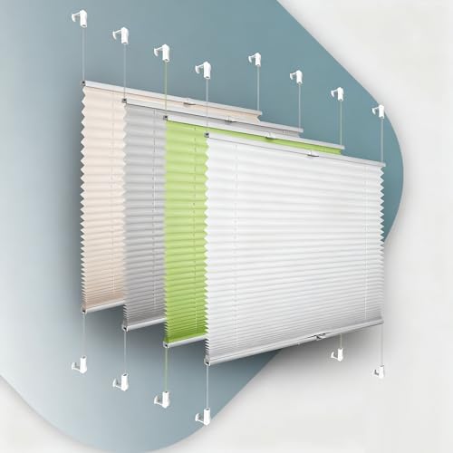 Plissee ohne Bohren Klemmfix 40x100cm(BxH) Weiß Jalousie Sonnenschutz Easyfix Faltrollo Lichtdurchlässig Rollo für Fenster & Tür