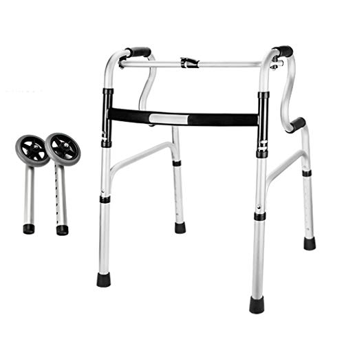 HSWOYEA Andador geriátrico Ligero y Plegable con 2 Ruedas, Estructura para Caminar con Ruedas, Altura Ajustable, reposabrazos con bastón para Adultos Mayores, discapacitados bariátricos