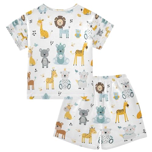 senya Short Sleeve Pajamas Sets Summer Cotton Sleepwear Animal White Background2
