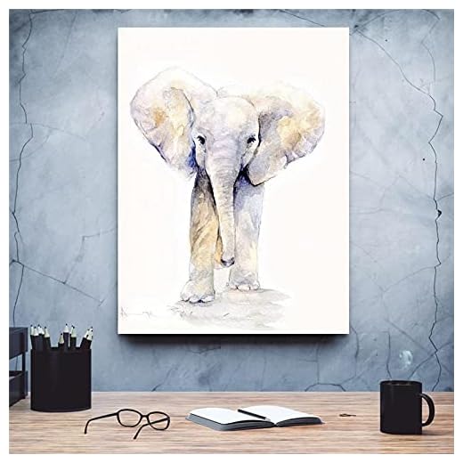 Canvastryck affisch hem djur elefant söta canvasmålningar väggkonst bild modulär vardagsrum heminredning – 50 x 70 cm ramlös