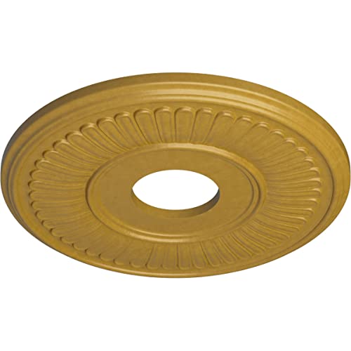 Image of Ekena Millwork CM15BEIGS 15-3 /4 inch x 3-7 /8 inch x 3 /4 inch Berkshire Ceiling Medallion, Iridescent Gold
