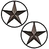 Rustic western style decor star metal rope circle 8 in dark brown wall fence gate door hanging decoration 2 pcs a set  urban country home decor