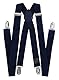 axy Hochwertige Herren Hosenträger mit Fliege - 4 Starken Clips X-Form (Dunkelblau (Hosenträger Breit 2,5cm))