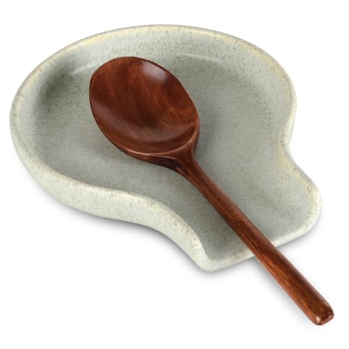HAPPY KIT 6 Inch Ceramic Spoon Rest for Stove Top, Wide Utensil Holder