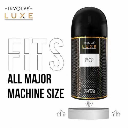 Image of Involve Luxe - Black Frost Automatic Room Fresheners Refill Pack | 2200 Sprays Guaranteed | Lasts up to 60 days (225ml) | Automatic Home Fresheners | Long Lasting Fragrance