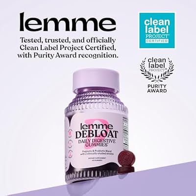 Lemme Debloat - Digestive & Gut Health Gummies with 2 Clinically Studied Probiotics & Prebiotic, Vegetarian, Gluten Free, Non GMO, BlackBerry Flavor (60 Count) (Pack of 2)