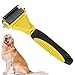 TANGUOX Pet Undercoat Rake, Stainless Steel Dematting Comb for Dogs and Cats, 2 Sided Grooming Tool with Sharp Round Blades, Effectively Remove Knots and Loose Hair for Thick Doubl