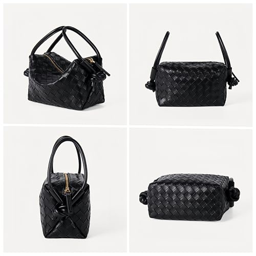 Woven Leather Shoulder Purse Women Weaving Crossbody Bag Square Handbag with Detachable Strap2