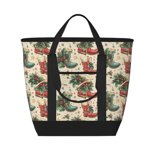 Sac d'épicerie isotherme réutilisable avec fermeture éclair pour courses de Noël