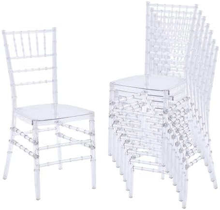 Clear Stacking Chiavari Chairs Set of 8, Acrylic Stackable Ghost ...