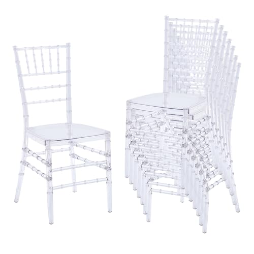 Clear Chiavari Chairs Set of 8, Transparent Acrylic Stackable Cha...
