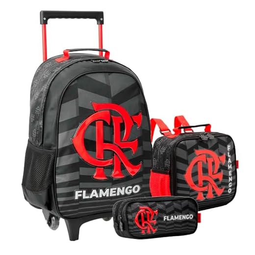 Kit Mochila Escolar Infantil Flamengo Time Futebol Meninos Rodinha Estojo Lancheira Térmica Carrinho