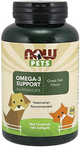NOW Foods Pet Saúde, Omega 3 suplemento, Formulado para Cães e Gatos, NASC Certified, 180 Softgels