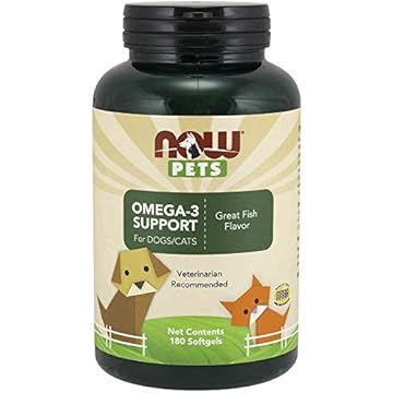 NOW Foods Pet Saúde, Omega 3 suplemento, Formulado para Cães e Gatos, NASC Certified, 180 Softgels
