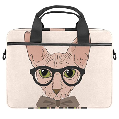 Sac à bandoulière pour ordinateur 13-14.5" chat à lunettes multicolore 28x36.8x3 cm