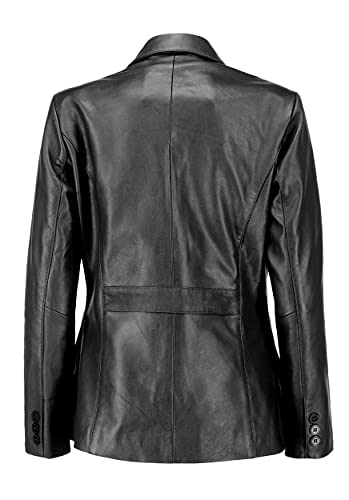 Jild Classic 2-Button Lambskin Leather Blazer Women - Casual Coat Long Sleeves Suit Style Leather Jacket Women (Lc-Blk-4Xl) #TOP2