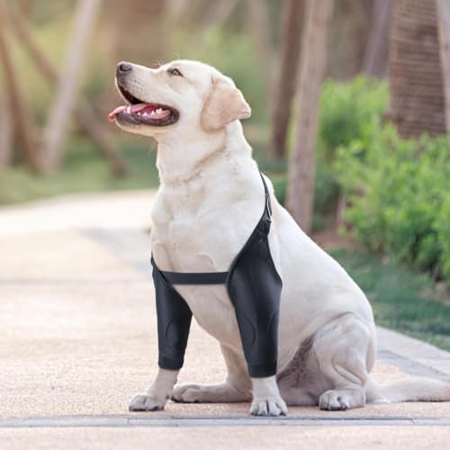 Image of Dog Elbow Protector Breathable Mesh Elbow Pads for Calluses, Dog Recovery Suit Elbow Sleeves, Dog Elbow Protector Elbow Pads, Adjustable Dog Knee Brace Elbow Joint Support Wrap (Black, 2X-Large)