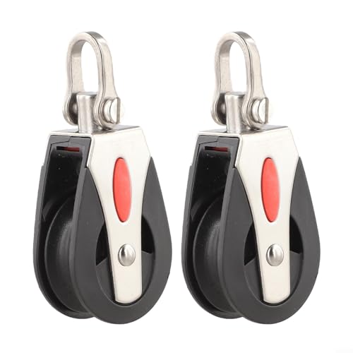 Bloque de polea de nailon pesado – 2 poleas giratorias de polea única para uso marino e industrial, sistema de elevación fuerte y perfecto para elevación y aparejo