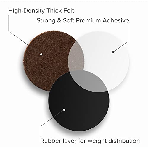 16 Heavy-Duty Felt Furniture Pads 2” 1/4” Thick X-Protector! Round Felt Pads For Furniture Feet - The Best Felt Floor Protectors For Furniture To Prevent Scratches. Protect Your Hard Floor! (Brown) #TOP3