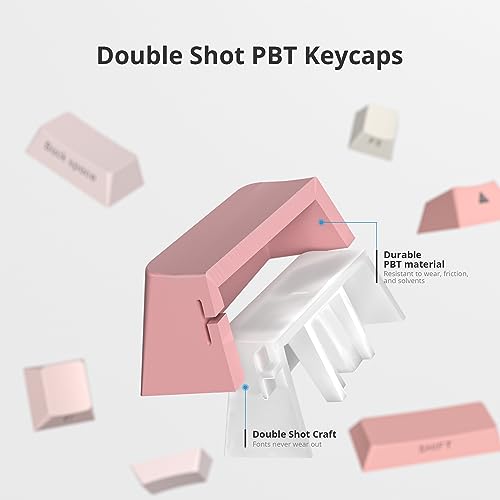 Image of Guffercty kred Cute PBT Key Caps 135-keys Custom Gradient Side Printed Double Shot Keycaps Cherry Profile for 61 /68 /96 /108 Mechanical Gaming Keyboard (Blush)