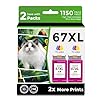 Cartucho de tinta compatible 67XL (color 2 unidades) de repuesto para HP 67 XL hp67xl hp67 uso con 2700 2700e 4100 6400 4155e 2755e 6000 2752e 4100e 6458 6455e 4152 6055e 5E 605 2E 4152E 2742E 6400E
