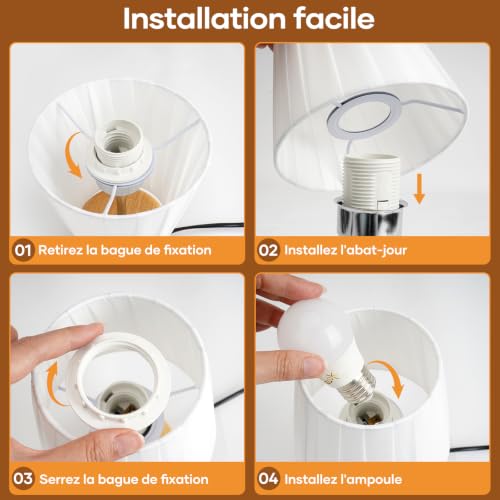 Lampe de chevet tactile 3 niveaux LED E27 Suright